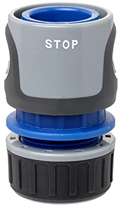 TATAY Conector Rápido STOP Premium para Mangueras de 1/2 pulgadas 12,5mm - 5/8 pulgadas 15mm, Conector a Racor Universal, Fácil Instalación, Protección Solar, Gris - Negro