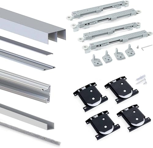 Emuca - Sistema corredero para armario de 2 puertas con perfil Vall, grubość 19 mm, cierre suave, tableros no incluidos, Anodizado mate