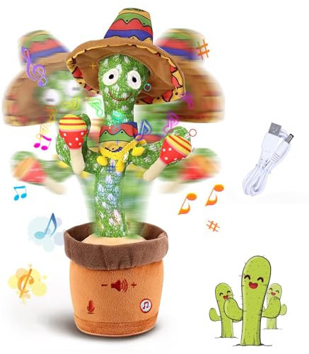 Dancing Cactus Plush Toy, Creative Singing Talking Cactus Repeat What You Say Soft Funny Plush Interactive Toy Figures for Kids, Home Decoration