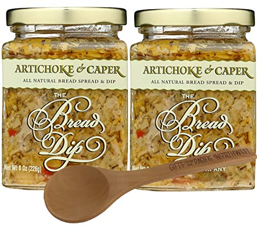 Artichoke & Capers Dip from The Bread Dip Company 8 Oz Jar (Pack of 2) Bundle with Tasting Spoon | Gourmet Dip Gift Set by Gifts from the Pacific Northwest