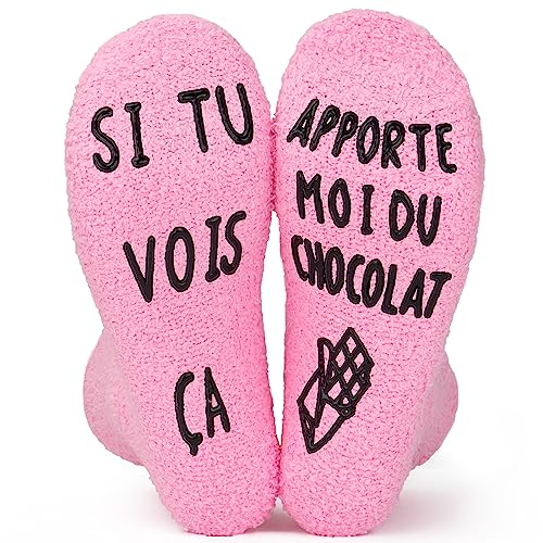 Maudzlan Chaussette Femme Rigolote Humoristique Chaussette Marrante Originale Chaussettes Femme Personnalisable Idees de Cadeau Mère Amie Famille Fête des mères (Pink-B)