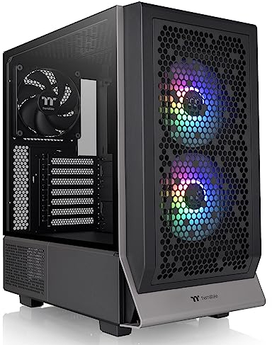 Thermaltake Ceres 300 Black Mid Tower E-ATX Computer Case with Tempered Glass Side Panel; 2xCT140 ARGB Fan Preinstalled; Rotational PCIe Slots; CA-1Y2-00M1WN-00; 3 Years Warranty