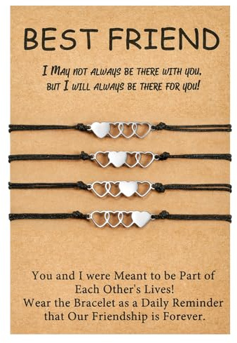 MANVEN Bracciale Migliore Amico Per 4 Regali Di Amicizia Braccialetto Dell'Amicizia Braccialetto Del Cuore Per Amico Donne Ragazze Regali Di Compleanno Per Il Amico Natale Regalo delle Sorelle