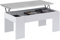 HOGAR24 ES Mesa Centro elevable, Color Gris Cemento y Blanco Artik, Medida: 100x50x45 cm