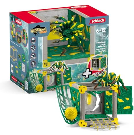 schleich ELDRADOR CREATURES | BATTLE CAVE Dschungeltarantel 42678 | Set aus ELDRADOR Battle Cave mit Monster, Rollbahn & Kristall | Battle Caves zur Arena stapelbar | Spielzeug ab 7 Jahren | 28 Teile