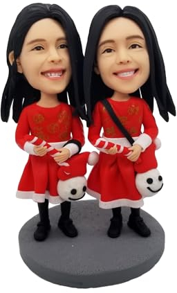 mydedor Custom Family Wackelkopf, beste benutzerdefinierte Zwei-Personen-Figuren, vollständig personalisierte Paar-Wackelkopf-Porträt-Skulptur für Jahrestag, Geburtstag