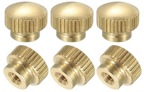 QUARKZMAN Dadi a Farfalla Scanalati, 6pz M3 x D10mm x H8mm Foro Cieco Ottone a Testa Alta con Colletto a Testa Alta Foro Cieco Elementi Fissaggio Pomelli Rotondi per Parti Stampanti 3D