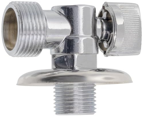 AERZETIX - C74963 - Valvola d'arresto ad angolo speciale per lavatrice 1/2x3/4 con rosetta - in ottone - finitura nichelata - raccordo rubinetto acqua sanitaria lavello bagno cucina