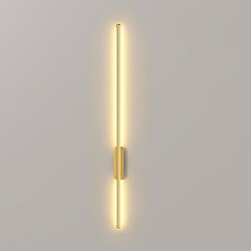 LAI HO Moderna batteridrivna LED-vägglampor, uppladdningsbara USB-C-vägglampor, trådlös inomhus, med fjärrkontroll, lång remsa linjär lampa (guld, 60 cm)