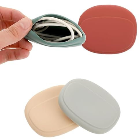 YFelomatric Étui pour écouteurs, Sac de rangement portable pour casque, Câble de charge USB, Rouge, Moderne