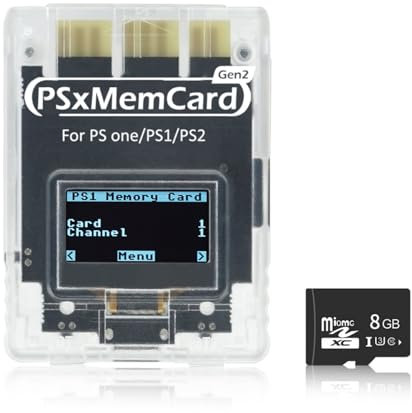 BITFUNX PSxMemCard Gen2 Memory Card - Supports Firmware Upgrade, Unlimited Storage and Sd2psXtd, Includes an 8GB MicroSD Card, High Speed Game Memory Card for PS2/PS1/PS One Console (White)
