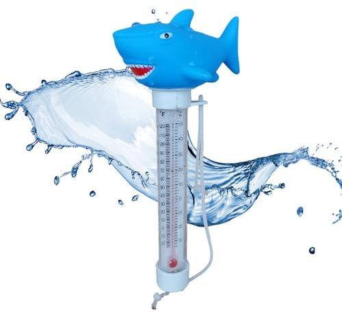 IKOPFLN 1 Pièce Requin de dessin animé de dessin animé Eau flottante Thermometre Piscine, Résistent aux chocs et à l’eau -Pour piscine intérieure et extérieure, spa, basin
