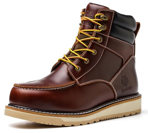 Epochsaga Botas de trabajo clásicas impermeables con puntera mocasín suave para la industria y la construcción 6 (Marrón, Adulto, Hombre, 44, Números, Sistema tallas calzado EU, mediano)