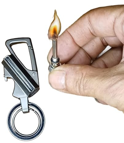 Schlüsselanhänger Dauerstreichholz Feuerzeug Metall – Outdoor Survival Camping Flaschenöffner