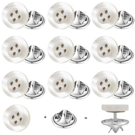 Floruvia, 10 Ensembles de Boutons nacrés Blancs 11,5 mm/0,45, Boutons Pression réutilisables, Matériaux de Haute qualité en métal et résine, Parfait pour Chemises et Blouses