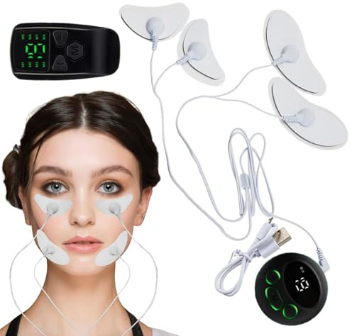 Masseur Facial EMS – Stimulateur Musculaire À Microcourant 8 Modes, Appareil De Force À 19 Niveaux | Support Amincissant Pour Raffermissement De La Peau, Levage De Patchs, Outil De Tonification Du Vis