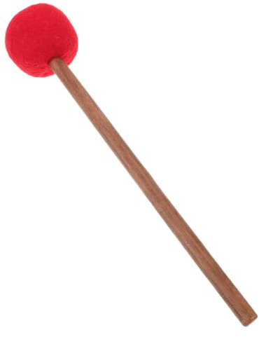 NOLITOY Martillo de Madera para Cuenco Tibetano Delantero de Fieltro Rojo, Mazo Rítmico para Meditación, Yoga y Terapia Sonora en Espacios de Relajación
