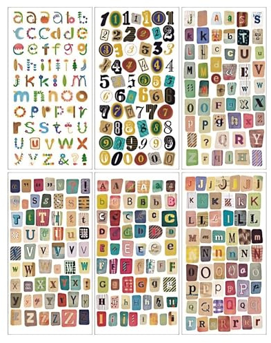 Vintage Alphabet Stickers, 6-Page Self-Adhesive Scrapbook Letters for Journaling, DIY Crafts, Travel Scrapbooks, Bullet Journals, Stamping Supplies, Monograms & Decoration