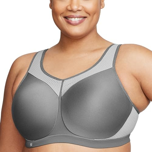 Glamorise Damen Wonderwire-Sport-BH Hohe Belastung, Grau,90E