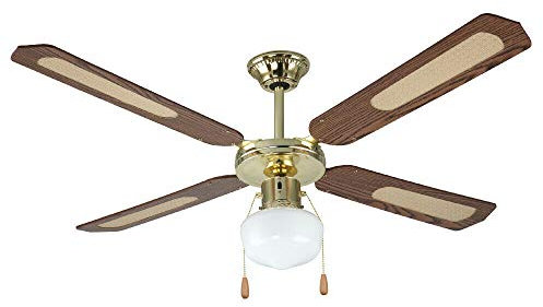 Ventilatore da soffitto con 4 pale in legno noce 1 luce 130cm DA54011