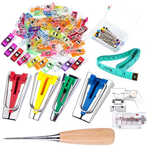 Lunarm Bias Tape Maker Kit 4 Sizes Bias Tape Maker Tool with Presser Foot