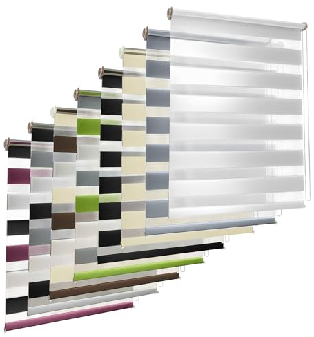 TEKONA Doppia tenda a rullo Klemmfix senza fori Duo-Rollo tenda a rullo oscurante e traslucida per finestre, tenda a rullo a trazione laterale, protezione solare per finestre e porte - Verde Grigio