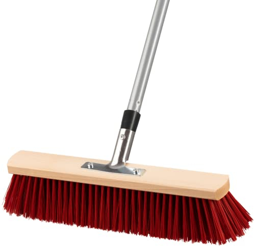 Straßenbesen 40 cm mit Stiel, Strassenbesen mit Teleskopstiel, Besen, Kehrbesen, Gartenbesen für Straßen, Draußen