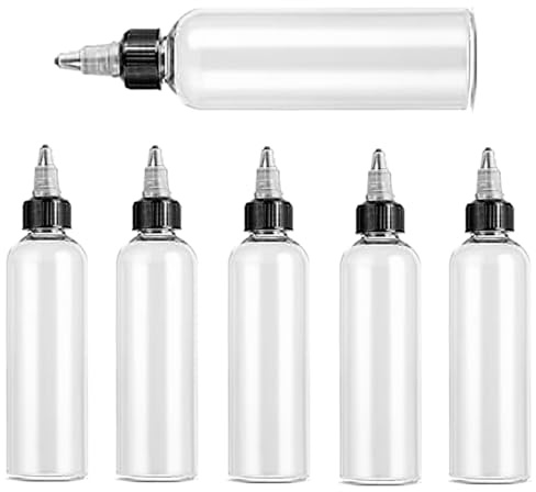 High-PQ 4oz Clear Dispensing Bottles with Twist Top Caps,6 Pack
