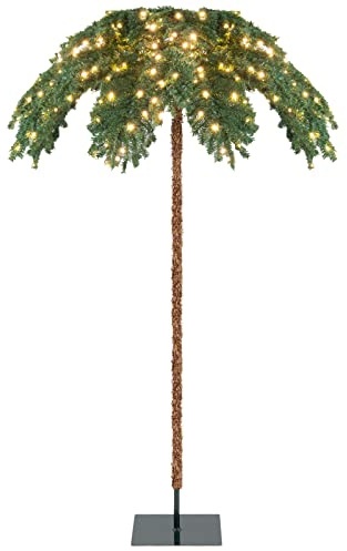 COSTWAY 180cm Árbol de Navidad Artificial, Palmera de Navidad Preiluminada con 250 Luces LED Blancas Cálidas, 813 Ramas, Estructura con Bisagras, Soporte, Hogar