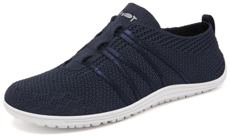 Merdoo Barfußschuhe Damen Herren Bequeme Barfuss Schuhe Damen Slip On Sneakers Weich Sportschuhe Leicht Turnschuhe rutschfest Laufschuhe Atmungsaktiv Barfussschuhe Walkingschuhe Dunkelblau 40EU