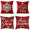 FaceYee 4 Stück Let it Snow Kissen Kissenbezug Auto Lendenwirbelkissen Bezug Weihnachten Schneeflocke 45 x 45 cm (18 x 18 Zoll) Abnehmbarer Doppelseitendruck Farbe: 03