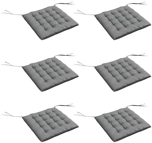 Outsunny Lot de 6 Coussins de Chaise de Jardin, Coussins extérieur capitonné, Grand Confort cm avec Attaches, dim. 40L x 40l cm Gris