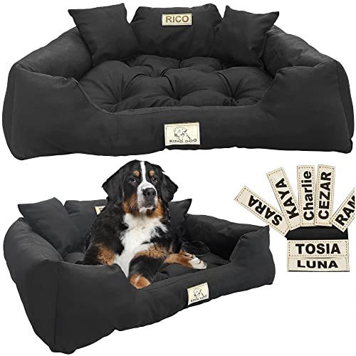 EDANTI Cuccia Personalizzabile per Cani e Gatti, Divano Con Nome L, XL, per Taglia Media e Piccola (Nero, 130 x 105)