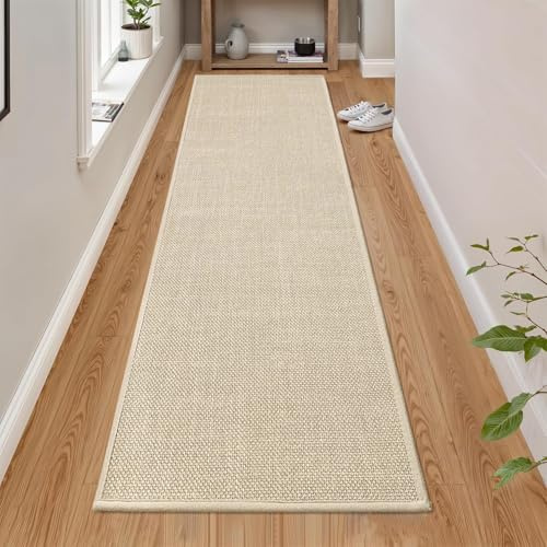 Cheerx Kökslöpare, halkfri, köksmatta, tvättbar, vävd matta, kök, absorberande, högkvalitativa köksmattor, löpare, hall för kök, matsal, tvättstuga (beige, 43 x 180 cm)