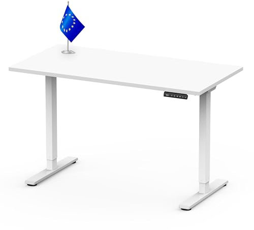 FLEXISPOT Höhenverstellbarer Schreibtisch Made IN EU Einteilige Tischplatte140x80 cm-mit 2 starken Motoren-Stabiler Schreibtisch Höhenverstellbar Elektrisch-Standing Desk mit Memory-Funktion(weiß)