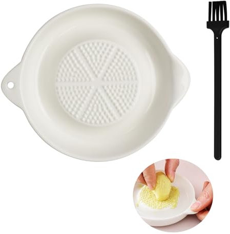 Grattugia in Ceramica per Zenzero e Aglio Con un Piccolo Pennello, Grattugia Mela Neonato, Design Dei Denti Piccolo, Grater Strumento in Porcellana Lavabile in Lavastoviglie per Alimenti per Bambini