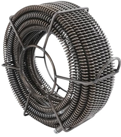 Juego de espirales para limpieza de tuberías, 4 x 4,9 m + 1 x 2,5 m, espiral de resorte profesional, cable de limpieza de tuberías con cesta de almacenamiento, dispositivo de limpieza de tuberías para
