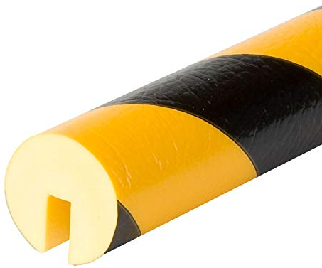 Knuffi 10011 Polyurethanschaum Kantenschutzprofil, Typ B, Gelb/Schwarz, 40mm Durchmesser, 1m Länge