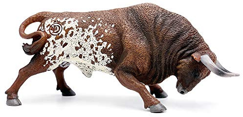 Deqube - Toro Bravo Salinero Embistiendo Marrón y Blanco - Figura Coleccionable - Tamaño 15x8x4 cm - Modelo 90110107