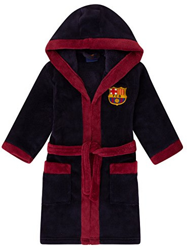 FC Barcelona Official Football Boys Fleece Dressing Gown Navy 13-14 Years