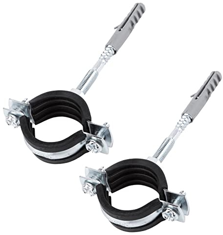 SKIR'CO Confezione da 2 staffe per tubi con rivestimento in gomma nera per tubi Ø 32-36 mm, per montaggio a parete e soffitto (2 pezzi)