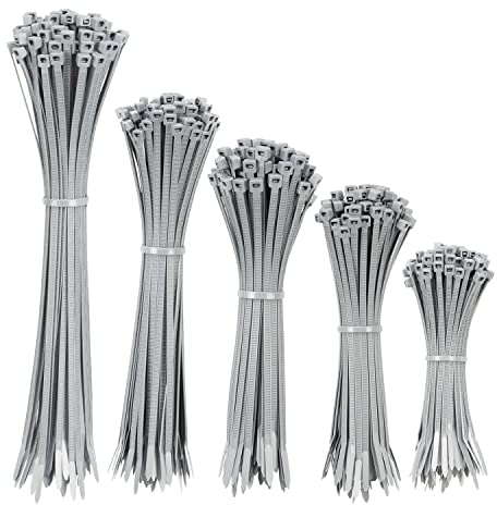 XINGO 500 Stück Kabelbinder Grau Set, verschiedene Größen, 5 100/150/200/250/300mm(je 100 Stück), perfekt für Zuhause, Büro, Garten und Werkstatt
