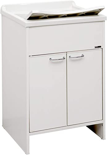 Jo-Bagno.it Lavatoio Lavanderia da esterno giardino e terrazzo salvaspazio in Resina e PVC Bianco, Vasca e Tavola in Plastica 60 x 60 x 85 cm