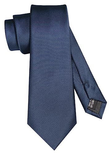 JEMYGINS Mens Navy Blue Tie 7cm Silk Necktie for Business and Wedding (20)
