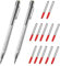 FENGCHUANG 2 Stück Wolframcarbid Stift, Tieflochmarker Bleistift, Anreißnadel Hartmetall mit Magnet, Anreißwerkzeug mit Zusätzlichen 12 Ersatz Red Hat Markierspitzen für Glas/Metallblech