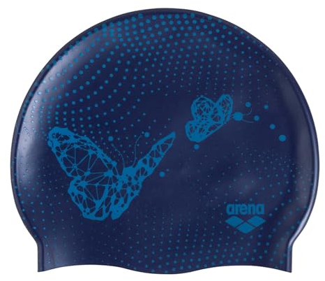 Arena Unisex-Badekappe mit Silikonaufdruck, für Jungen und Mädchen, bequem, langlebig, für Kinder, Schwimmbad, Training, Einheitsgröße, Schmetterling
