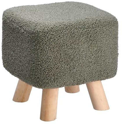 Totò Piccinni Pouf Sgabello poggiapiedi con gambe in legno (Velluto Grigio, Quadrato h 27,5)