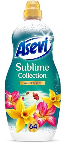 Asevi Suavizante Concentrado para Lavadora Sublime Collection Edén - Suavizante con Efecto Revitalizante - Esencias Naturales - Suavidad Duradera para Todo Tipo de Tejidos - 64 Lavados - Jazmín