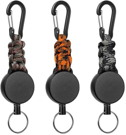 TRKETK 3 Piezas Llavero Retráctil, Cordón Extensible JoJo con Cuerda de Acero Extensible de 60 cm Llavero Retráctil Resistente Extensible Retractil Cable Acero para Soporte de Tarjeta ID Llave