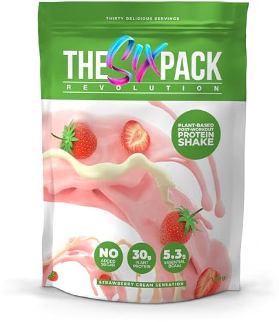 The Six Pack Revolution Vegan Post Workout Shake – Strawberry Cream – 1.2kg, 30 Servings – 25g Protein – No Sugar – Gluten Free – Plant-Based Recovery for Lean Strength, Tone & Energy